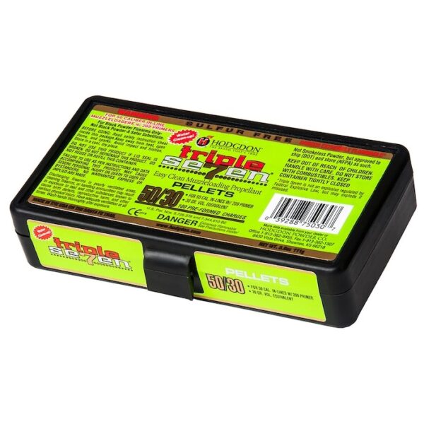 an image of the product Hodgdon Triple Seven 50/30 .50 Cal 30 Gr. Pellets- Box of 100 (HAZMAT Fee Required)- T75030