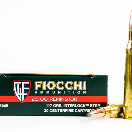 an image of the product Fiocchi Shooting Dynamics .25-06 Remington 117 Gr. Hornady Interlock BTSP- Box of 20 - 2506B