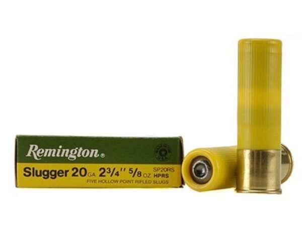 an image of the product Remington Slugger 20 Gauge 2-3/4" 5/8 oz Rifled Slug- Box of 5 - SP20RS