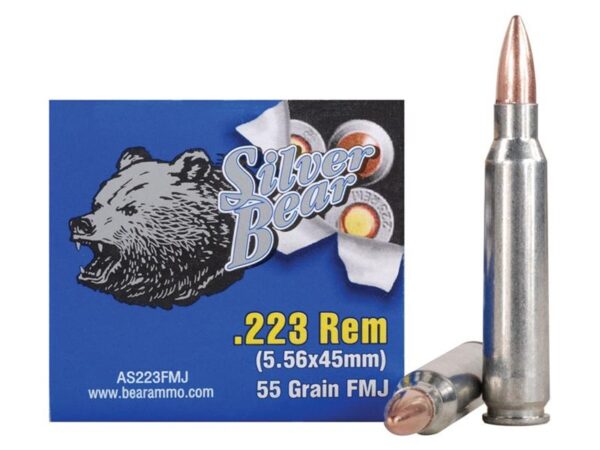 an image of the product Silver Bear .223 Remington 55 Gr. FMJ (Bi-Metal)- Box of 20 - AS223FMJ