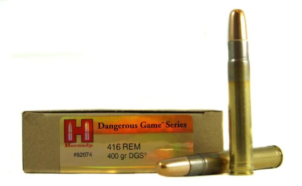 an image of the product Hornady Dangerous Game .416 Remington Magnum 400 Gr. DGS Round Nose Solid- Box of 20 - 82674