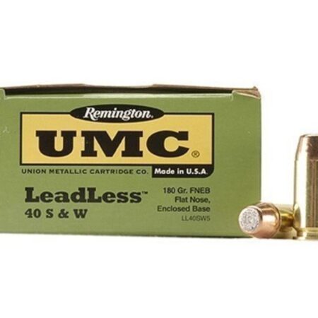 an image of the product Remington UMC LeadLess .40 S&W 180 Gr. Flat Nose Enclosed Base- Box of 50 - LL40SW5