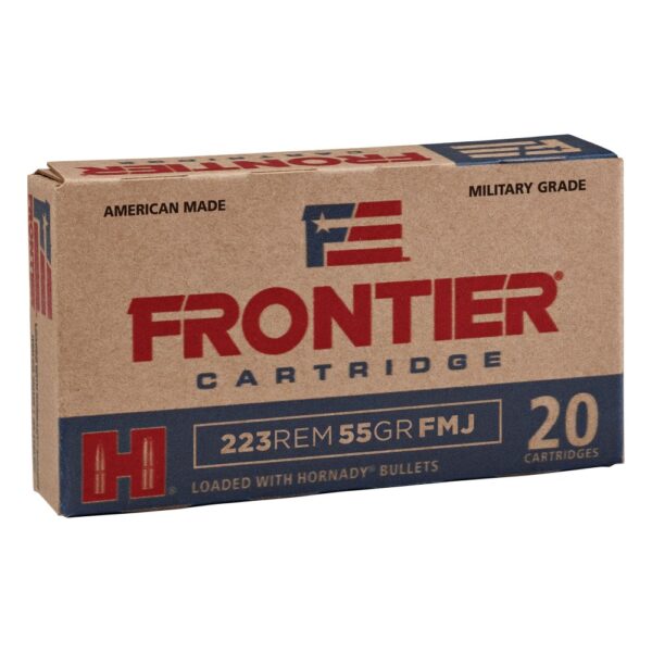 an image of the product Frontier Cartridge Military Grade .223 Remington 55 Gr. Hornady Full Metal Jacket- Box of 20 - FR100