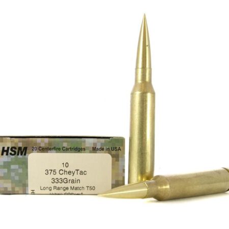 an image of a box of HSM .375 CheyTac 333 Gr. T-50 Urban COPper Long Range Match- Lead-Free