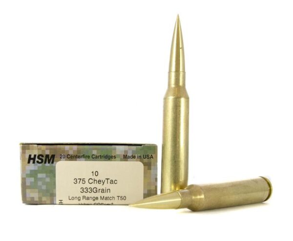 an image of a box of HSM .375 CheyTac 333 Gr. T-50 Urban COPper Long Range Match- Lead-Free