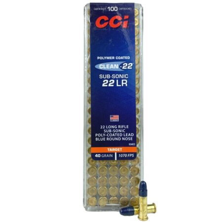 CCI Clean Subsonic .22 Long Rifle 40 Gr. Blue Polymer Coated- Box of 100- 934CC