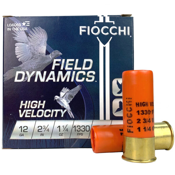 Fiocchi Field Dynamics High Velocity 12 Gauge 2-3/4" 1-1/4oz 7-1/2 Shot- Box of 25- 12HV75