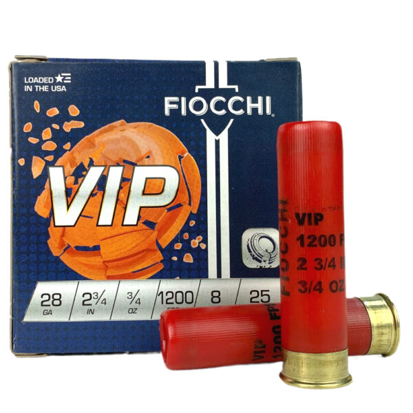 Fiocchi VIP 28 Gauge 2-3/4" 3/4 oz #8 Shot- Box of 25- 28VIP8