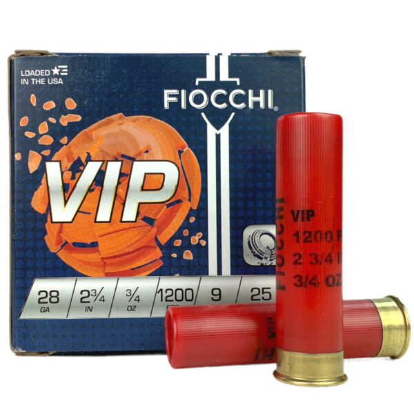 Fiocchi VIP 28 Gauge 2-3/4" 3/4 oz #9 Shot- Box of 25- 28VIP9