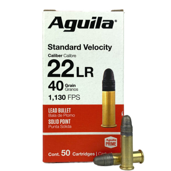 Aguila Standard Velocity .22 Long Rifle 40 Gr. Lead Round Nose- Box of 50- 1B220332