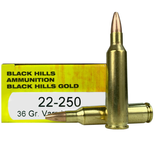 Black Hills Gold .22-250 Remington 36 Gr. Barnes Varmint Grenade Hollow Point Flat Base- Lead-Free- Box of 20- 1C22250BHGN3