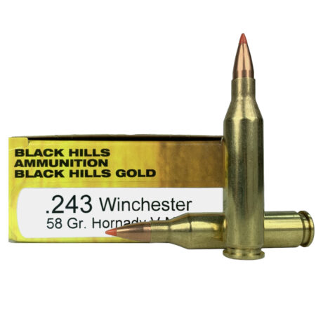 Black Hills Gold .243 Winchester 58 Gr. Hornady V-Max- Box of 20- 1C243BHGN6