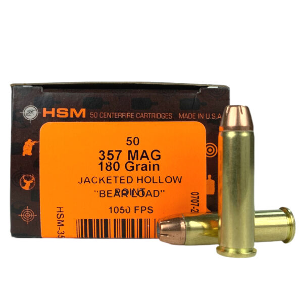 HSM .357 Magnum 180 Gr. Jacketed Hollow Point "Bear Load"- Box of 50- 357-12-N