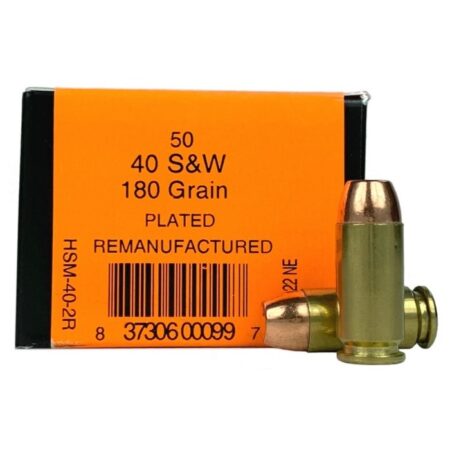 HSM .40 S&W 180 Gr. Plated Flat Nose- Remanufactured- Box of 50- 40-2R