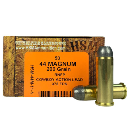 HSM .44 Magnum 200 Gr. Round Nose Flat Point "Cowboy Action Lead"- Box of 50- 44M-11-N