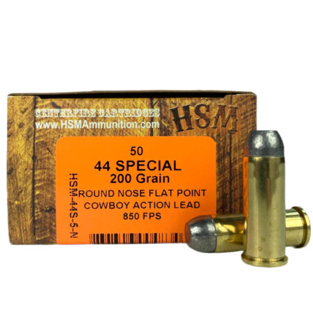 HSM .44 Special 200 Gr. Round Nose Flat Point "Cowboy Action Lead"- Box of 50- 44S-5-N