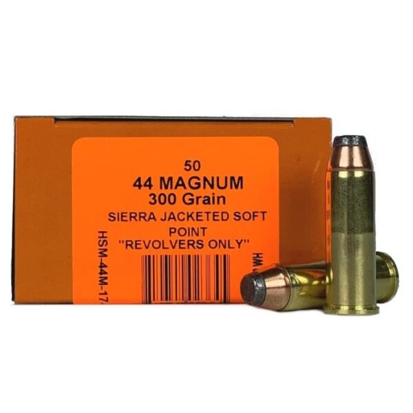 HSM .44 Magnum 300 Gr. Sierra Jacketed Soft Point (Revolvers Only)- Box of 50- 44M-17-N