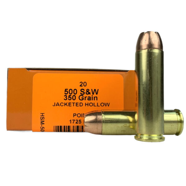 an image of the product HSM .500 S&W Magnum 350 Gr. Hornady XTP JHP- Box of 20 - 500SW-1-N