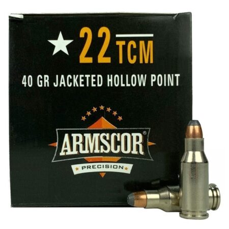 an image of the product Armscor USA .22 TCM 40 Gr. Jacketed Hollow Point- Box of 100 - 50326