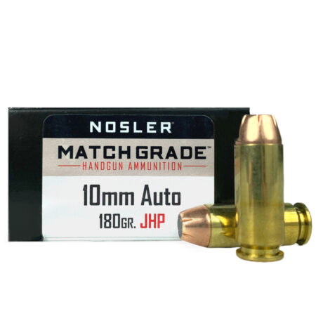 Nosler Match Grade 10mm Auto 180 Gr. Sporting Handgun Jacketed Hollow Point- Box of 20- 51400