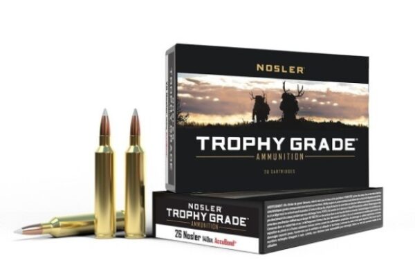 an image of the product Nosler Trophy Grade .26 Nosler 140 Gr. AccuBond- Box of 20 - 60014