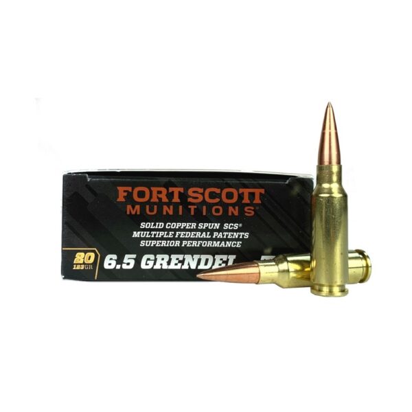 an image of the product Fort Scott Munitions 6.5mm Grendel 123 Gr. TUI Solid Copper Spun- Lead Free- Box of 20 - 65GR-123-SCV2