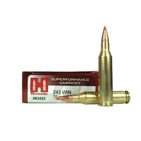 an image of the product Hornady SUPERFORMANCE Varmint .243 Winchester 75 Gr. V-Max- Box of 20 - 83433