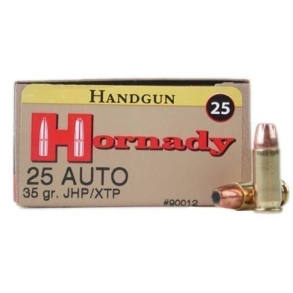 an image of the product Hornady Custom .25 ACP 35 Gr. XTP Jacketed Hollow Point- Box of 25 - 90012