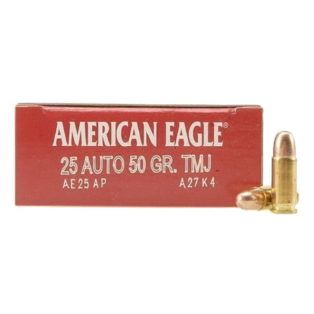 an image of the product Federal American Eagle .25 ACP 50 Gr. Full Metal Jacket- Box of 50 - AE25AP