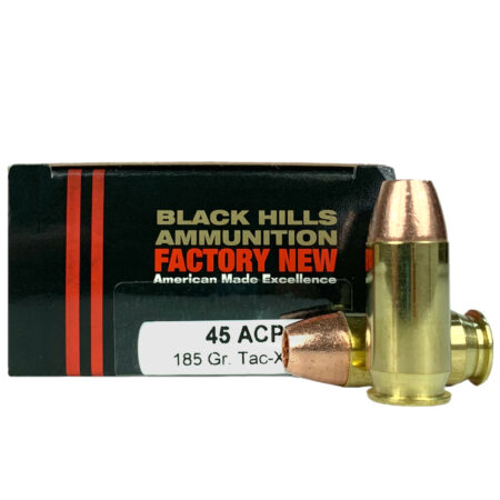 Black Hills .45 ACP +P 185 Gr. Barnes TAC-XP Hollow Point- Lead-Free- Box of 20- D45N720