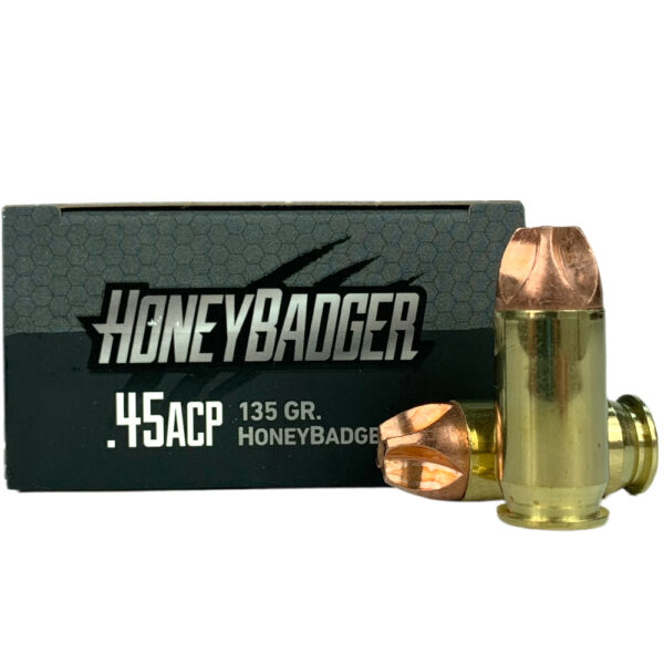 Black Hills .45 ACP 135 Gr. Solid Copper HoneyBadger- Lead-Free- Box of 20- D45N820