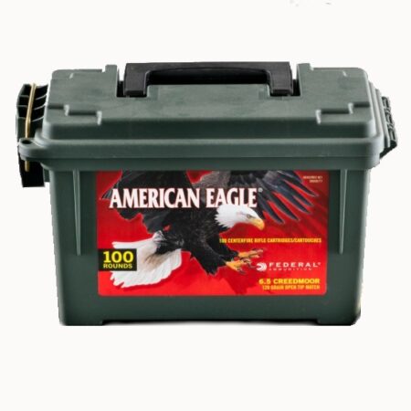 an image of the product Federal American Eagle 6.5 Creedmoor 120 Gr. OTM- Ammo Can of 100 - AE65CRD2-AC1