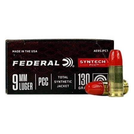 Federal Syntech PCC 9mm Luger 130 Gr. Syntech Jacketed Flat Nose- Box of 50- AE9SJPC1