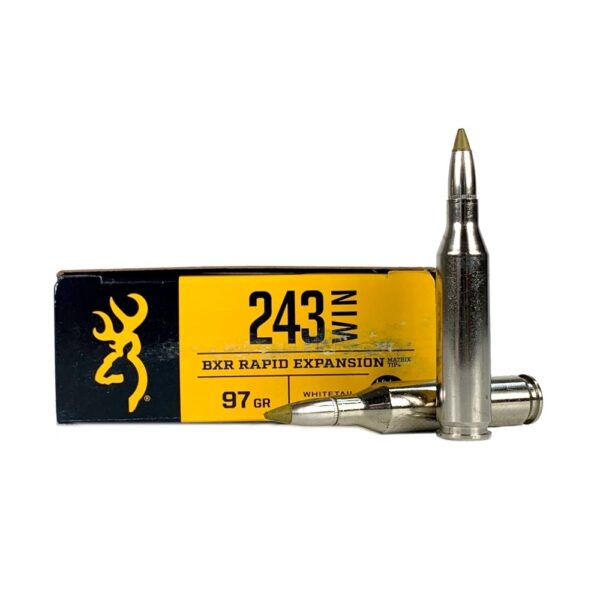 an image of the product Browning BXR .243 Winchester 97 Gr. BXR Rapid Expansion Matrix Tip- Box of 20 - B192102431