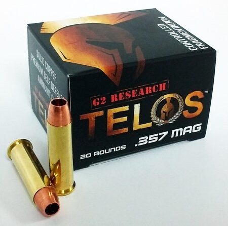 an image of the product G2 Research Telos .357 Magnum 105 Gr. Solid Copper Fragmenting Projectile- Lead Free- Box of 20 - G00626