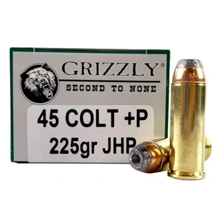 an image of the product Grizzly .45 Long Colt +P 225 Gr. High Performance Jacketed Hollow Point- Box of 20 - GC45C+P3