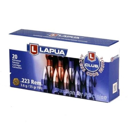 an image of the product Lapua .223 Remington 55 Gr. Full Metal Jacket- Box of 20 - LU4315042