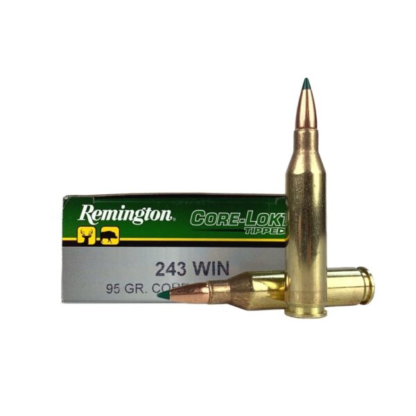 an image of the product Remington Core-Lokt Tipped .243 Winchester 95 Gr. Core-Lokt Polymer Tip- Box of 20 - RT243WA