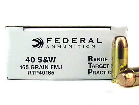 an image of the product Federal Range Target Practice (RTP) .40 S&W 165 Gr. Full Metal Jacket- Box of 50 - RTP40165