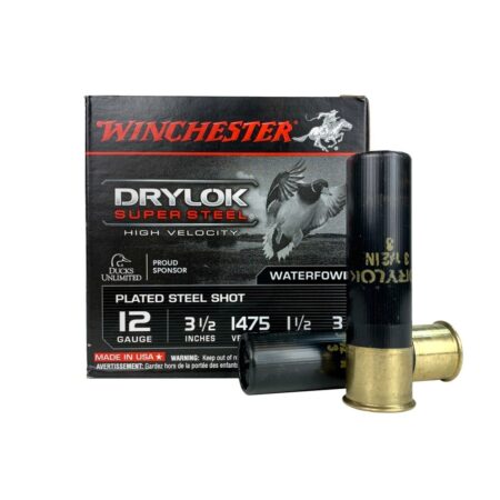 an image of the product Winchester Drylok Super Steel 12 Gauge 3-1/2" 1-1/2oz #3 Plated Shot- Lead Free- Box of 25 - SSH12LH3