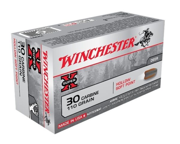 an image of the product Winchester Super-X .30 Carbine 110 Gr. Hollow Soft Point- Box of 50 - X30M1