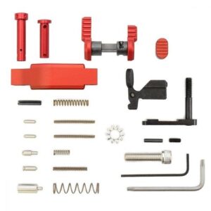 an image of the product Armaspec AR-15 .223/5.56 Superlight Lower Parts Kit- Red - ARM252-RED