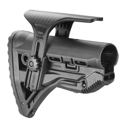 an image of the product FAB Defense GL-Shock CP AR-15/M4 Shock Absorbing Stock W/ Cheek Rest- Mil-Spec/Commercial- Black - FXGLSHOCKCP