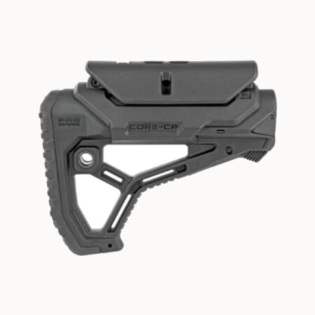 an image of the product FAB Defense GL-Core CP AR-15 M4 Carbine Stock, W/ Cheek Rest- Mil-Spec/Commercial- Black - FXGLCORECPB