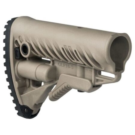 an image of the product FAB Defense GLR-16 AR-15 Buttstock W/ Anti Rattle Storage Compartment- Mil-Spec/Commercial- FDE - FXGLR16T