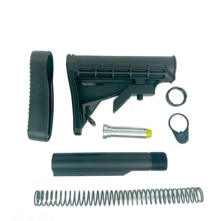 an image of the product AR15 M4 Style 6-Position Mil-Spec Stock Kit With Recoil Pad- Black - M4MS-RP-KIT