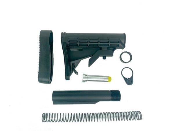 an image of the product AR15 M4 Style 6-Position Mil-Spec Stock Kit With Recoil Pad- Black - M4MS-RP-KIT