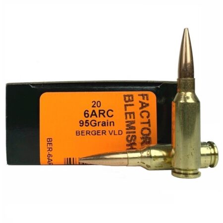 an image of the product HSM Factory Blemish 6mm ARC 95 Gr. Berger VLD Hollow Point Boat Tail- Box of 20 - 6ARC95VLD-FB