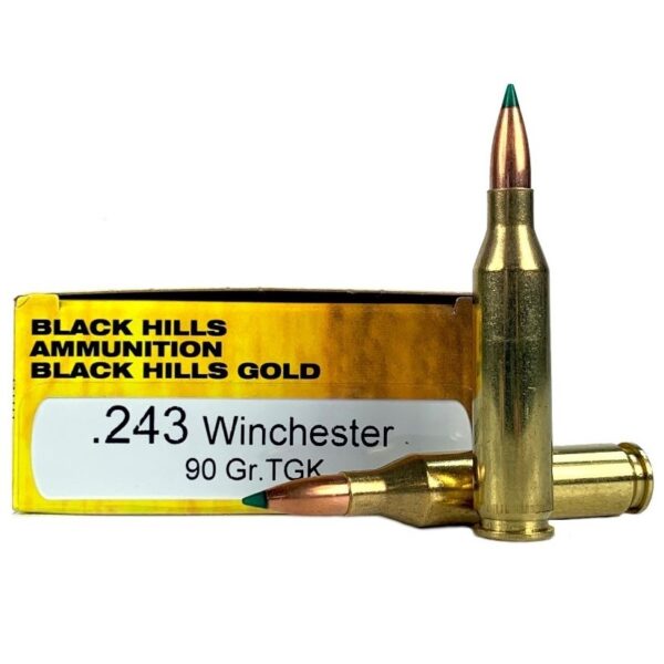 Black Hills Gold .243 Winchester 90 Gr. Tipped GameKing Hollow Point Boat Tail- Box of 20- 1C243BHGN3-TGK