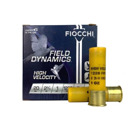 an image of the product Fiocchi Field Dynamics High Velocity 20 Gauge 2-3/4" 1 oz #5 Shot- Box of 25 - 20HV5